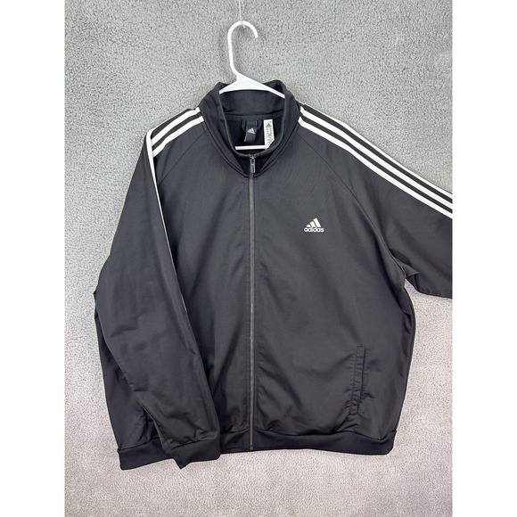 Adidas Jacket Mens 3XL Black White Three Stripes Full Zip Track Athletic Classic